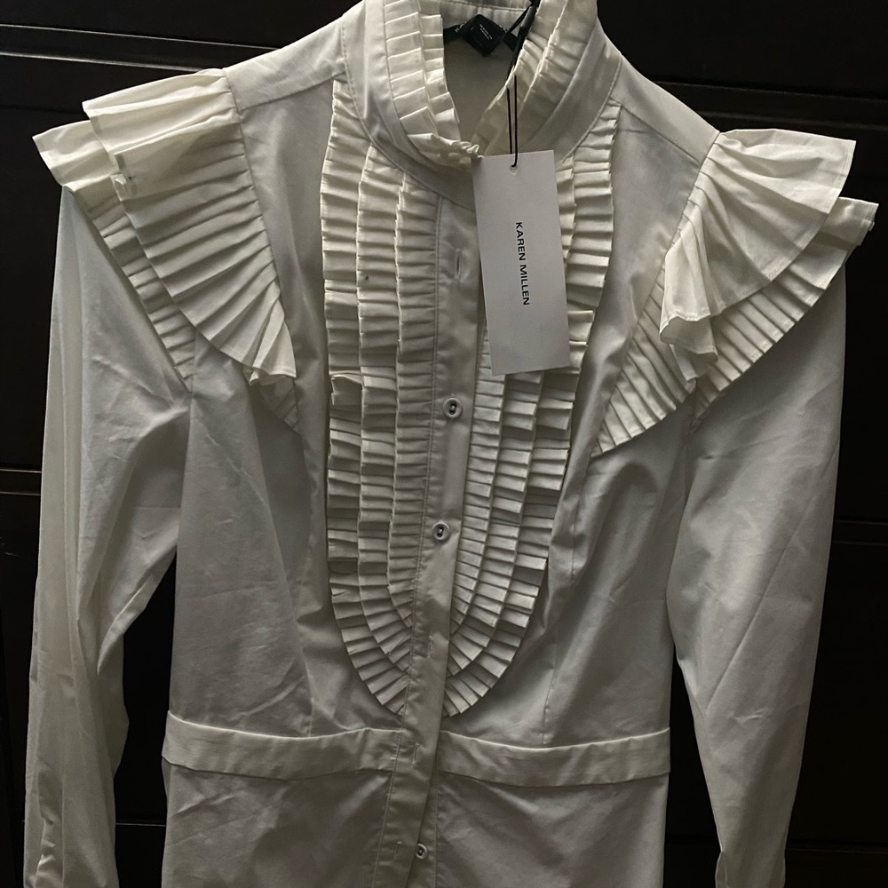 Karen Millen Ivory Ruffled Top
